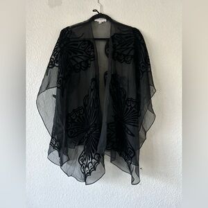 Ever beauty Black Velvet Burnout Butterfly Sheer Wrap Y2K Gothic‎ Grudge Fairy